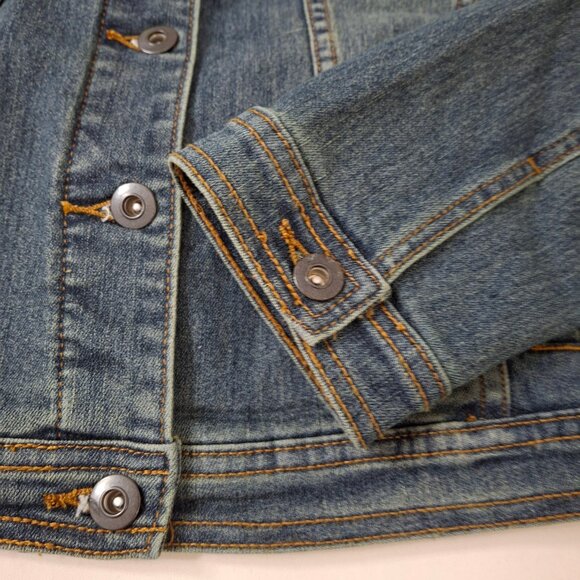 Vintage Just FAB Cropped Distressed Jean Jacket  Sz XL - Picture 6 of 12